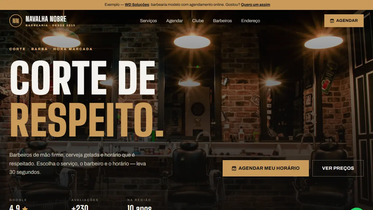 Exemplo de site para Barbearia